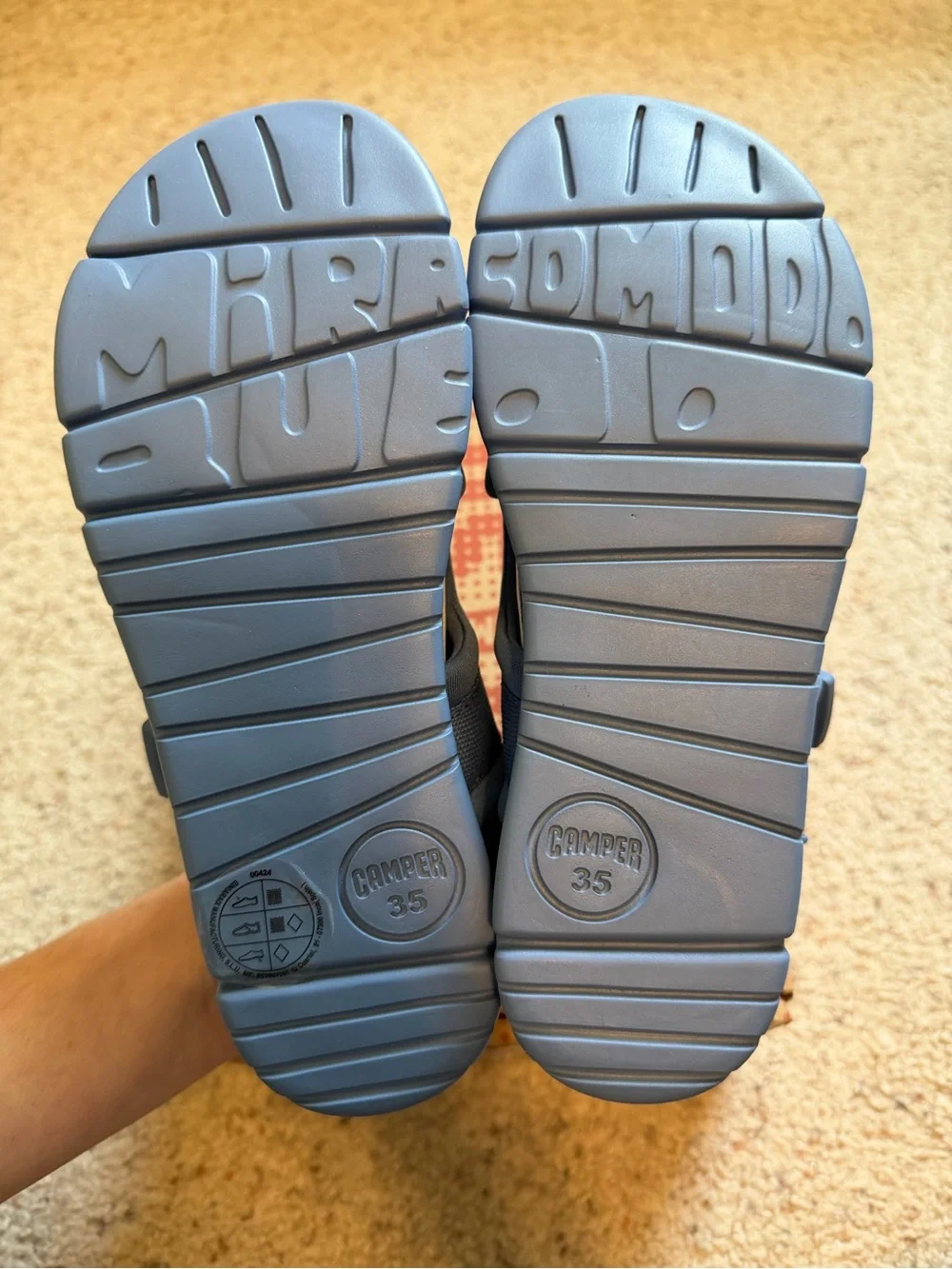 Camper Kids Oruga Blue Sport Sandals EU 35 US 3 Adjustable Straps